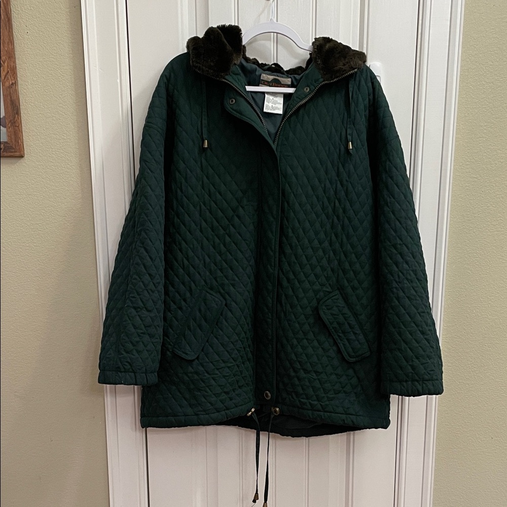 Dark Green Quilted Utility Jacket
